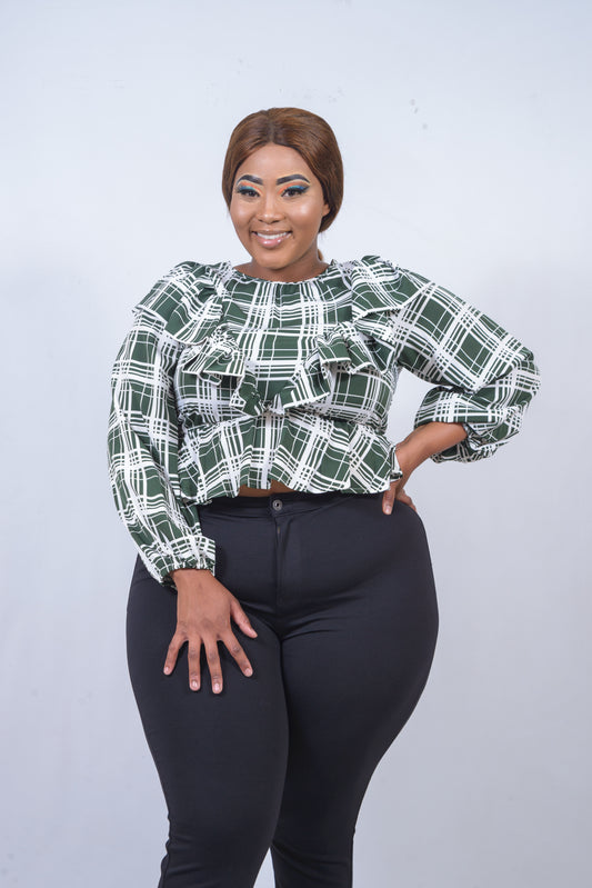 Checked Peplum Top