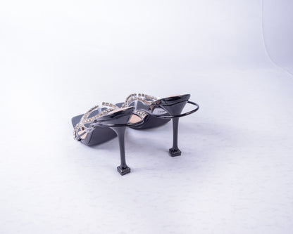 Square Strappy Diamante Heels