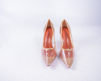 CLEAR RUBBER GLITTER HEELS