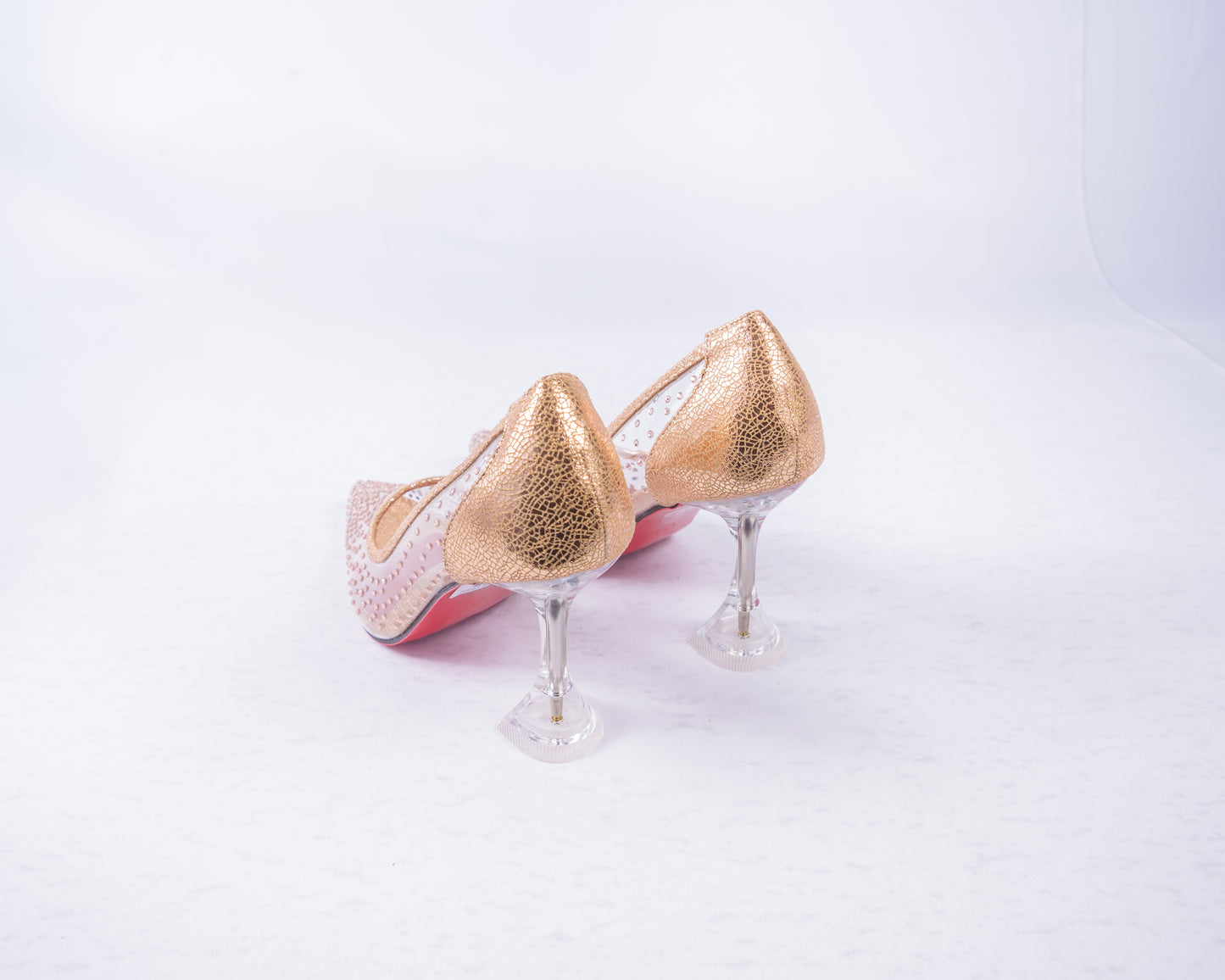 CLEAR RUBBER GLITTER HEELS