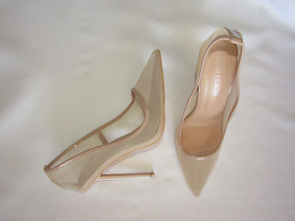 Nude Net Pointy stiletto